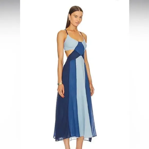 NWT Love the Label Cut Out Midi Dress in Blue Ombre Medium